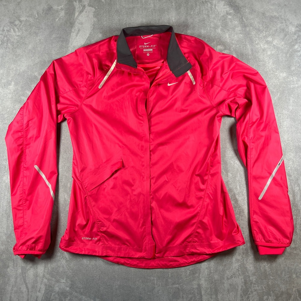 Nike Storm-FIT Womens Running Jacket Red‎ Reflective Full Zip Medium